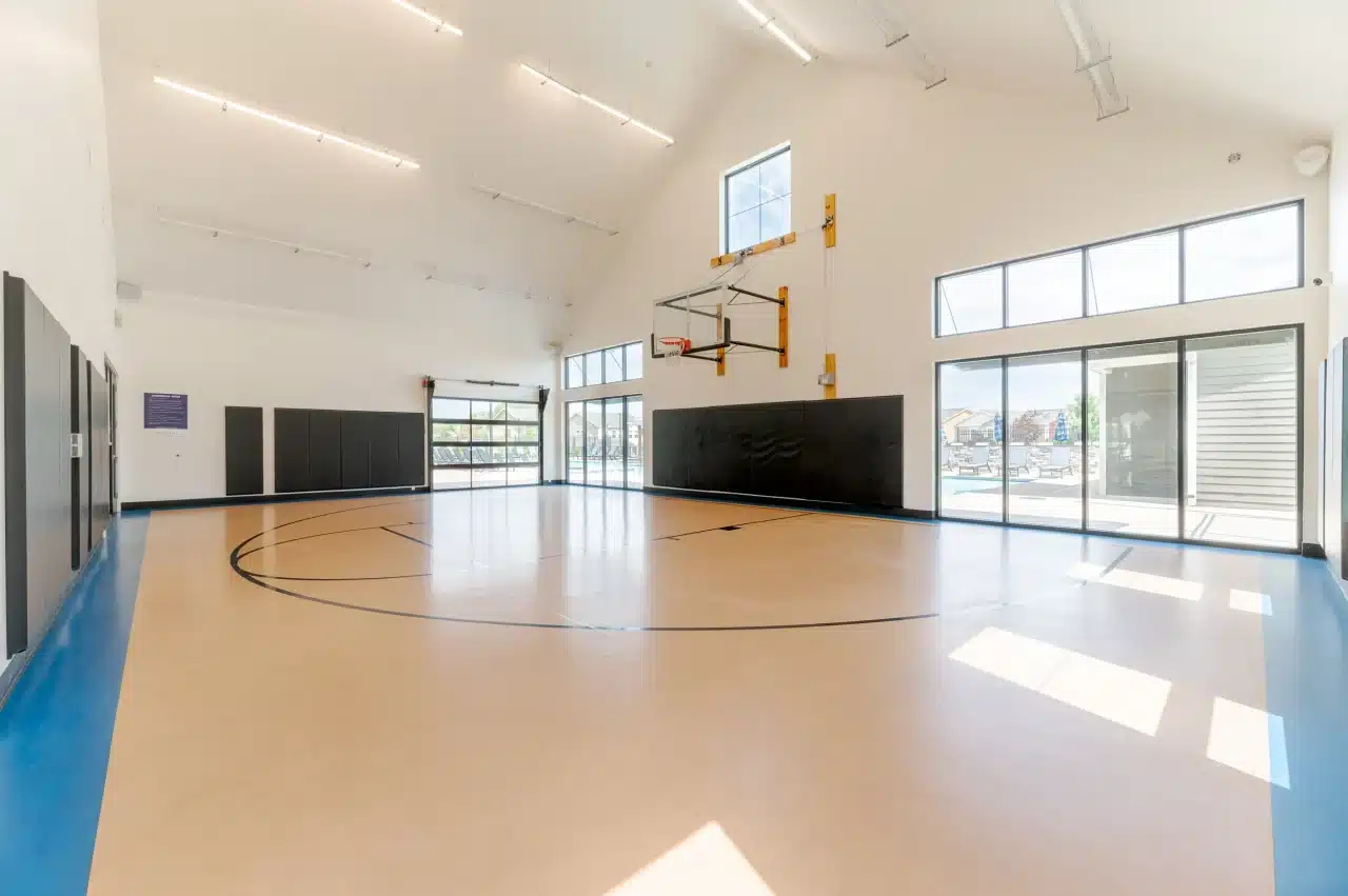 indoor basketball court the collective at lawrence apartments near ku