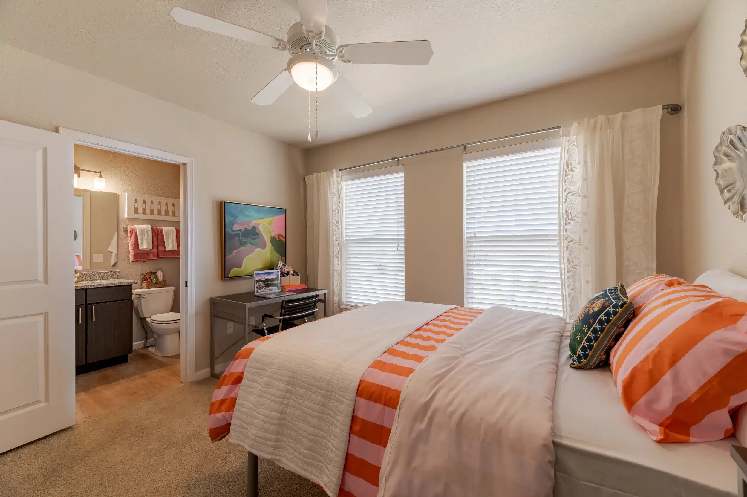 private bedroom and bathroom the collective at lawrence apartments near ku
