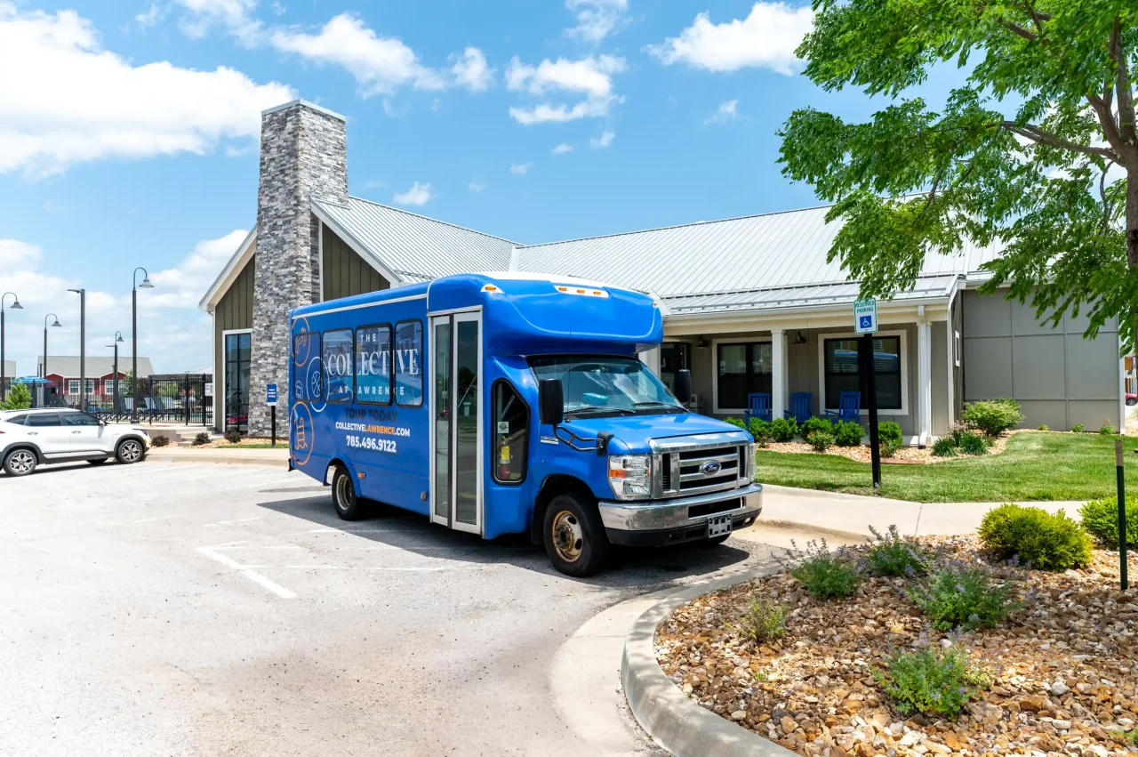 private shuttle to ku campus the collective at lawrence apartments near ku